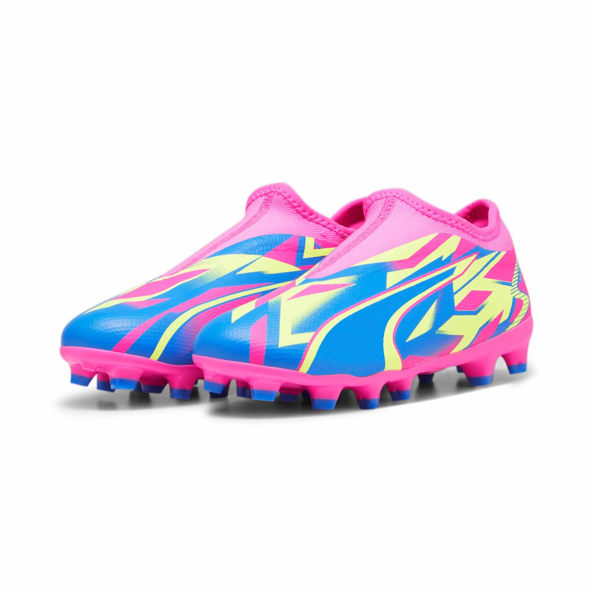 Puma Ultra Match Energy LL FG/AG chaussures de soccer à crampons junior - Pink / Ultra Blue / Yellow Alert