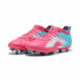 Puma Ultra 6 Match Re-Charge FG/AG crampons pour enfant - Hero Blue / Sunset Pink /Garnet Rose