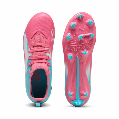 Puma Ultra 6 Match Re-Charge FG/AG crampons pour enfant - Hero Blue / Sunset Pink /Garnet Rose