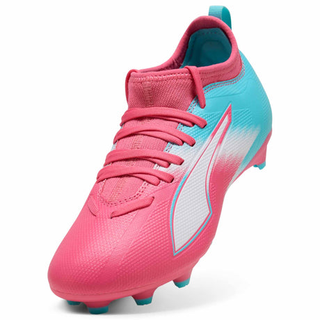 Puma Ultra 6 Match Re-Charge FG/AG crampons pour enfant - Hero Blue / Sunset Pink /Garnet Rose