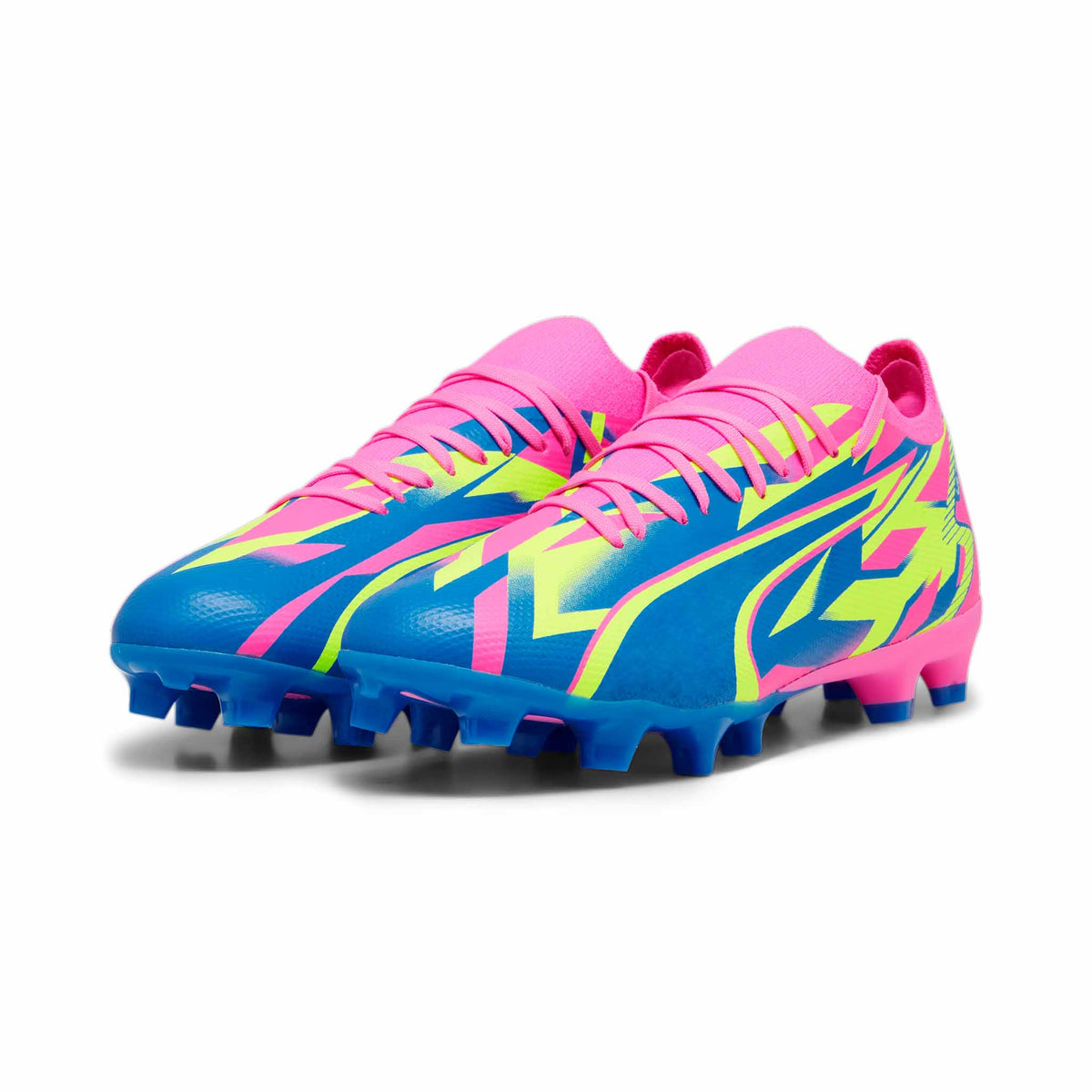 Puma Ultra Match Energy FG/AG chaussures de soccer pour adulte - Pink / Ultra Blue / Yellow Alert