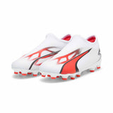 Puma Ultra Match LL FG/AG chaussures de soccer à crampons junior - Puma White / Fire Orchid