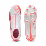 Puma Ultra Match+ LL JR FG/AG Soccer Cleats - Puma White / Glowing Red