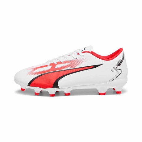 Puma Ultra Play FG/AG chaussures de soccer à crampons junior - Puma White / Fire Orchid