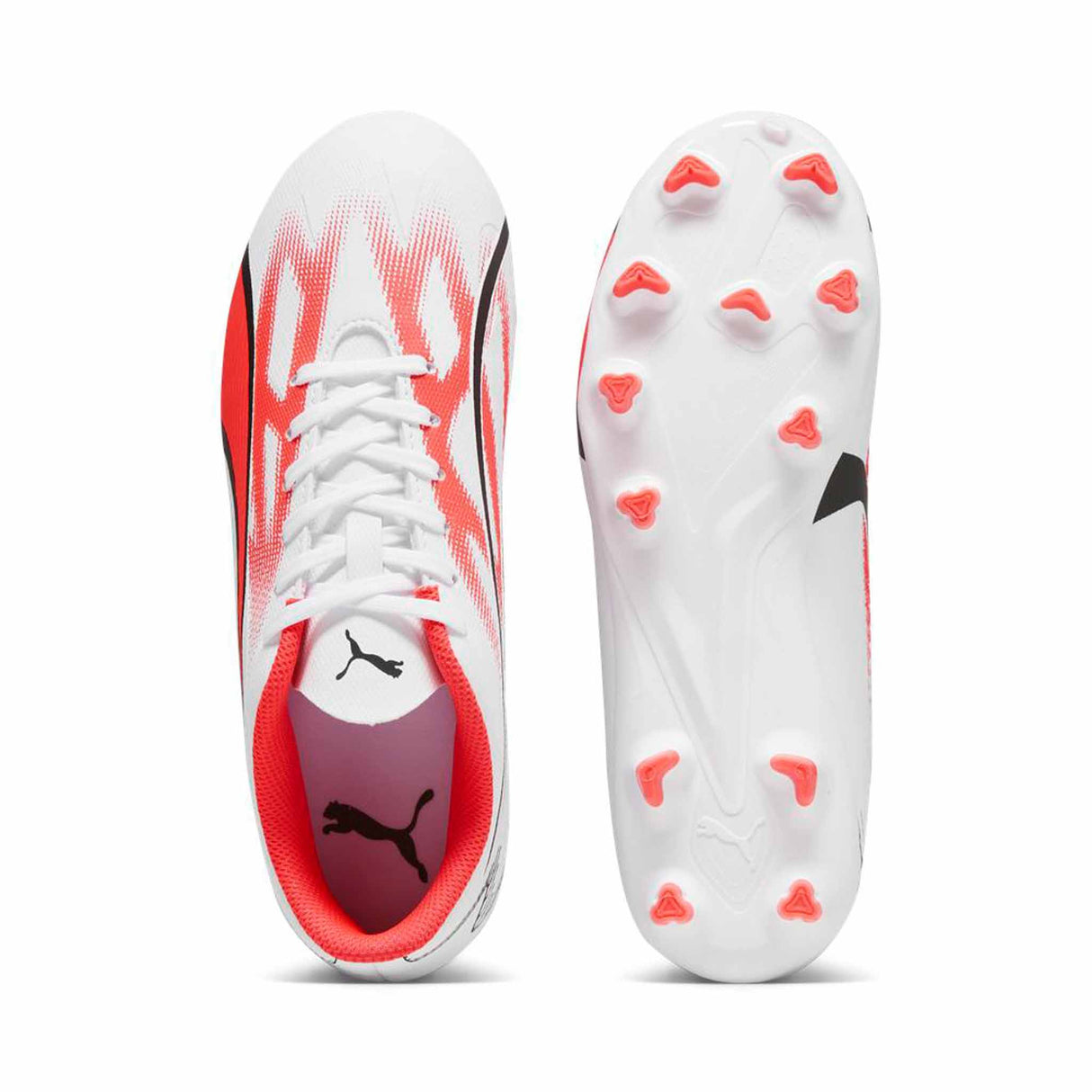 Puma Ultra Play FG/AG chaussures de soccer à crampons junior - Puma White / Fire Orchid