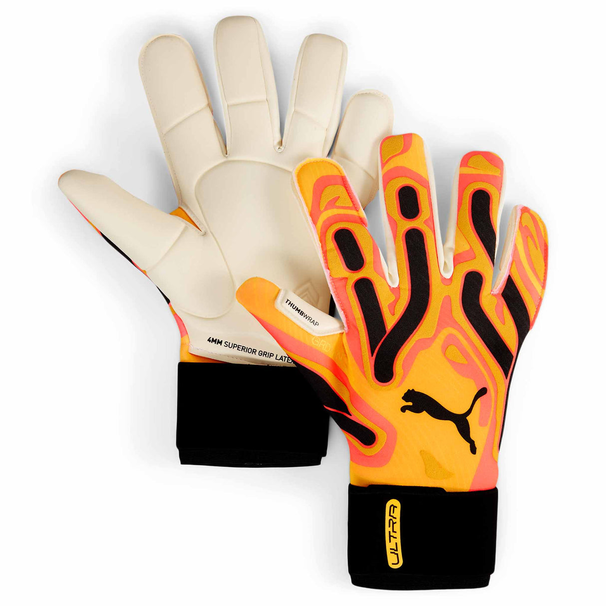 Puma Ultra Ultimate Hybride Gants de gardien de soccer - Sunset Glow / Sun Stream / Puma Black