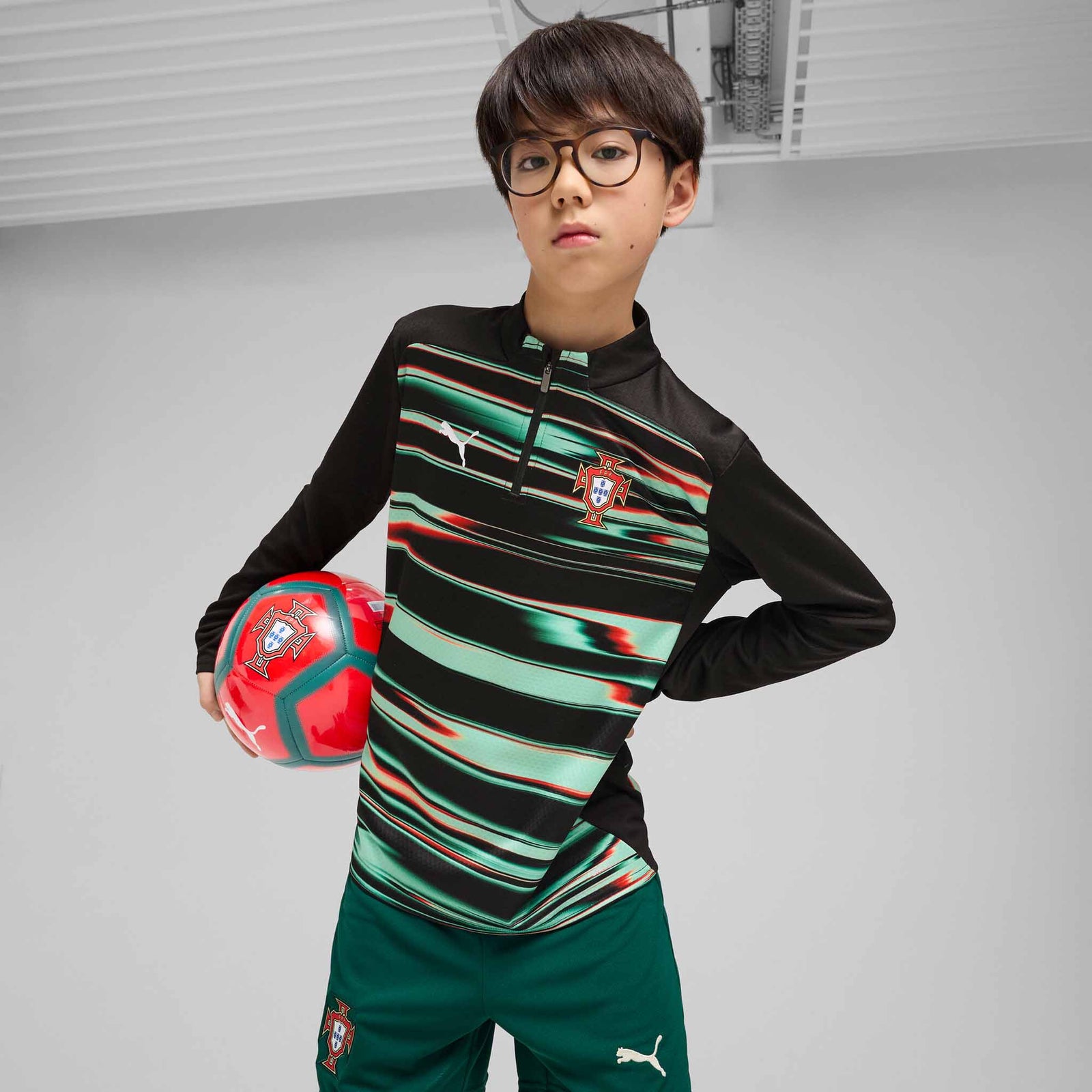 Puma Puma Portugal FPF Pre-Match Chandail 1/4 Zip pour enfant