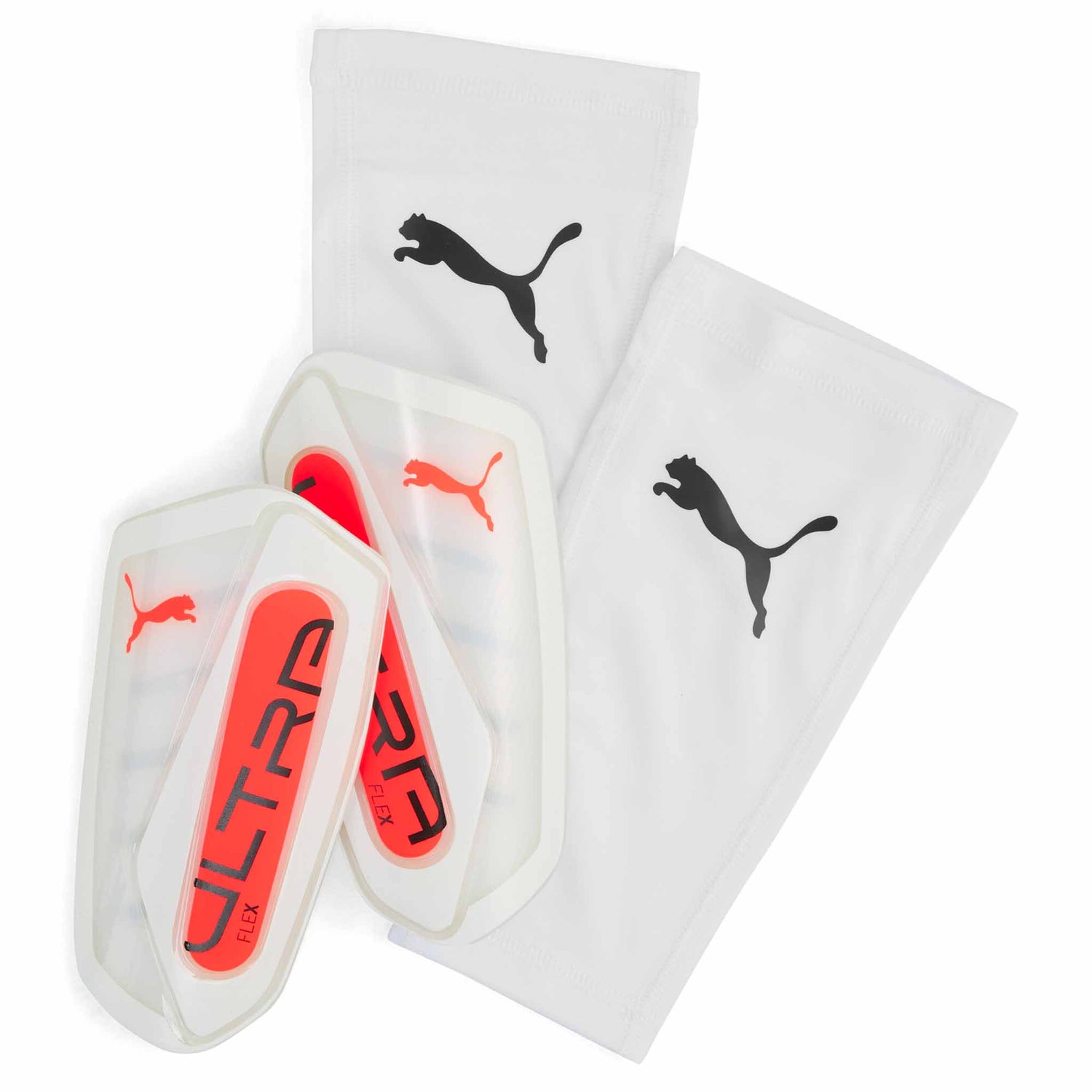 Protège-tibias Puma Ultra Flex Sleeve coloris blanc et rouge Glowing Red