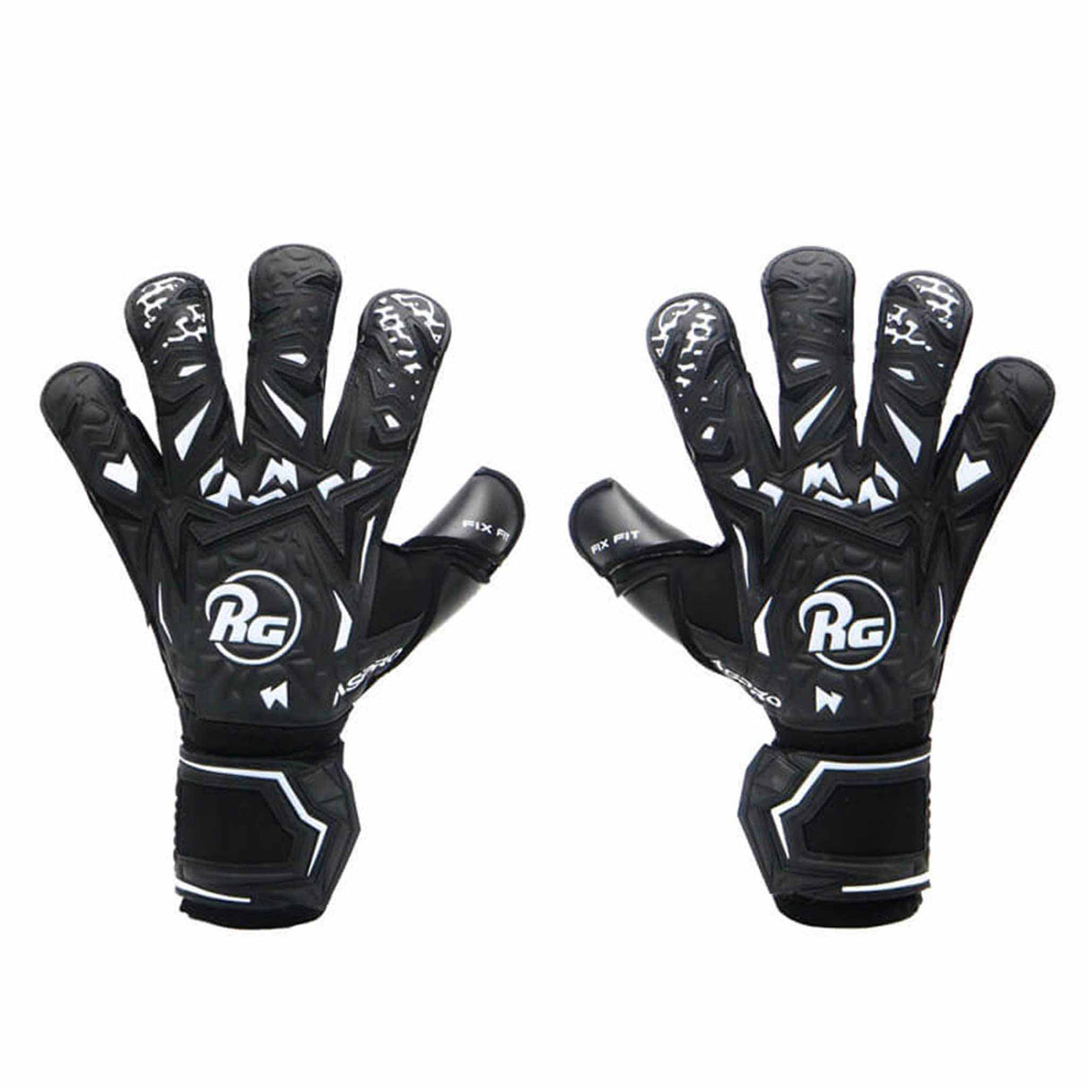 RG Aspro Blackout gants de gardien de but de soccer - Noir