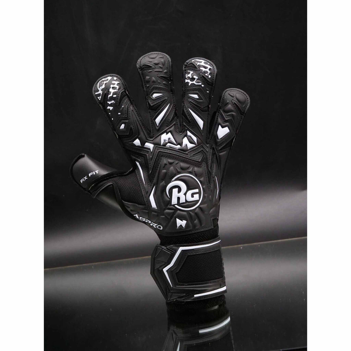 RG Aspro Blackout gants de gardien de but de soccer - Noir