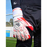 RG Goalkeeper Gloves Bacan Replica gants de gardien de but de soccer - Blanc / Rouge