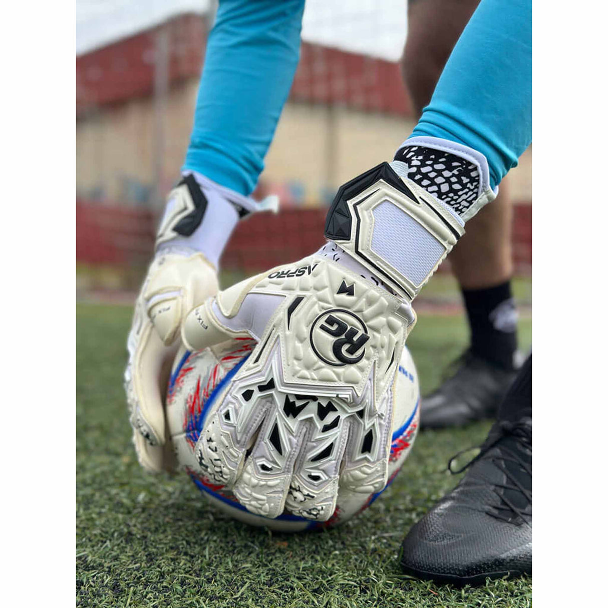 RG Goalkeeper Gloves Aspro gants de gardien de but de soccer - Blanc / Noir