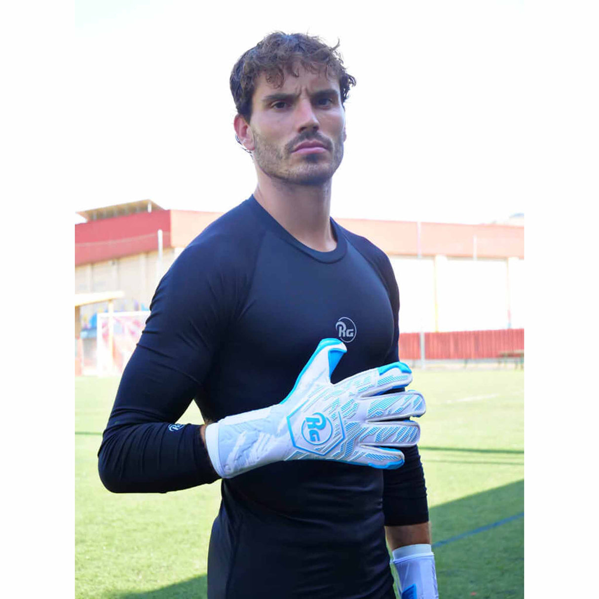 RG Goalkeeper Gloves Bacan gants de gardien de but de soccer - White / Blue