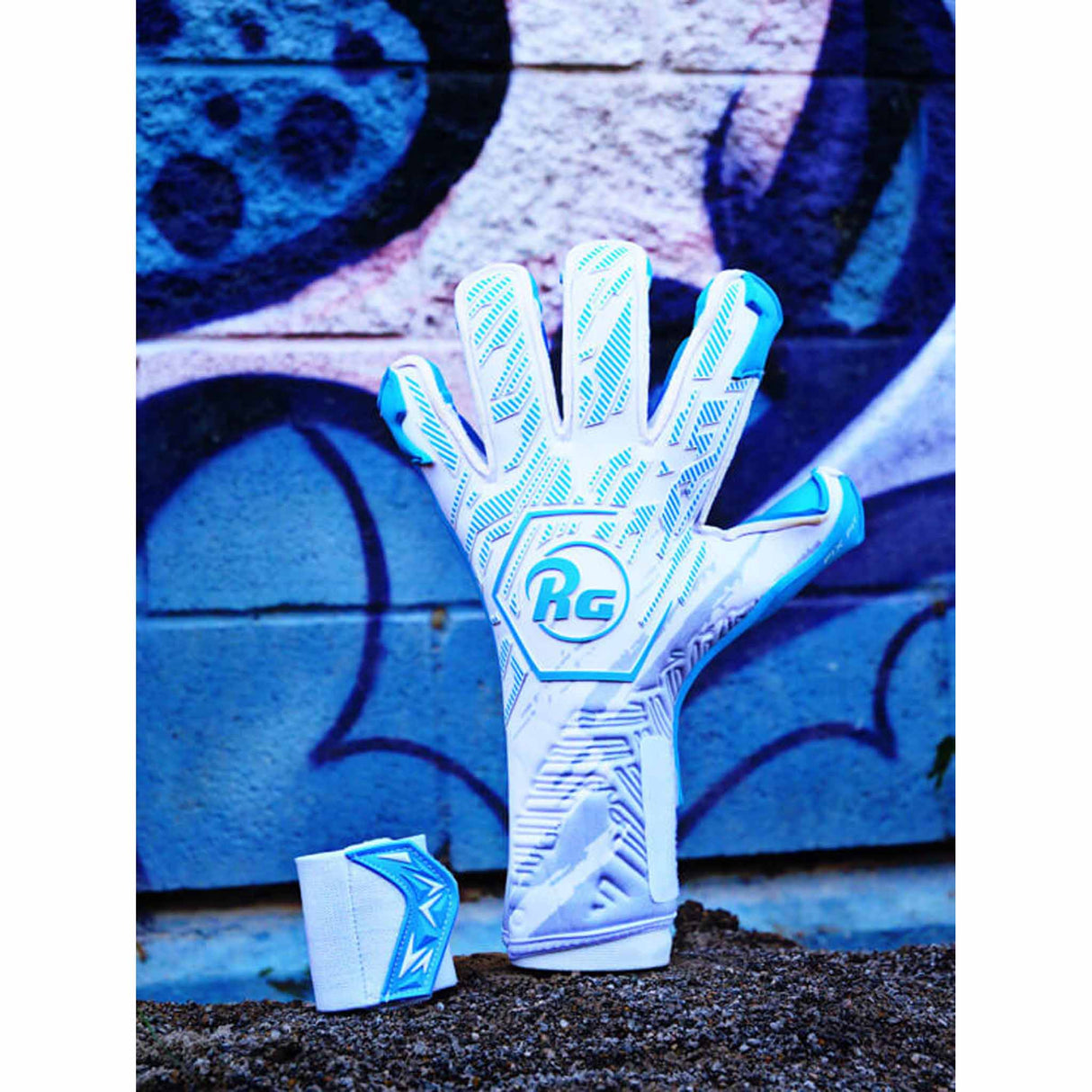 RG Goalkeeper Gloves Bacan gants de gardien de but de soccer - White / Blue