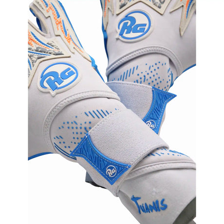 RG Goalkeeper Gloves Tuanis gants de soccer - White / Cyan Blue