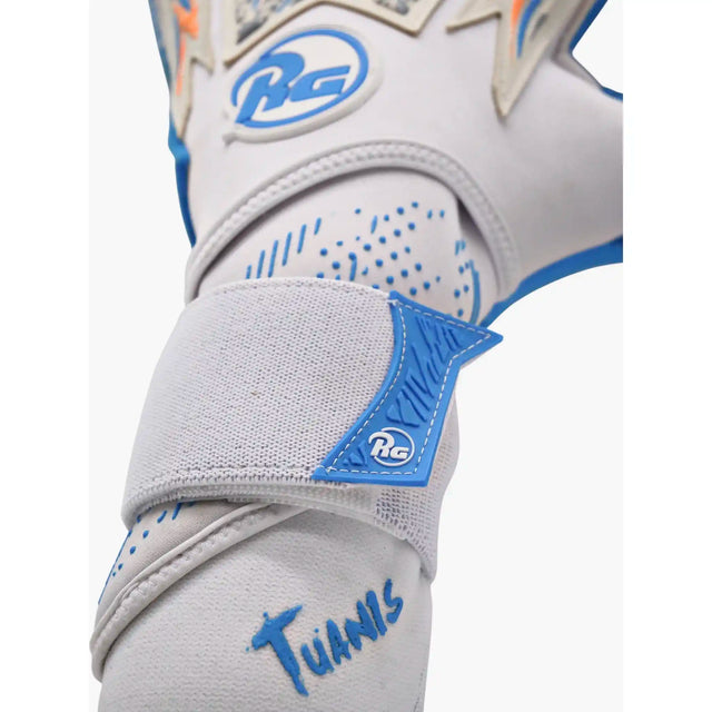 RG Goalkeeper Gloves Tuanis gants de soccer - White / Cyan Blue