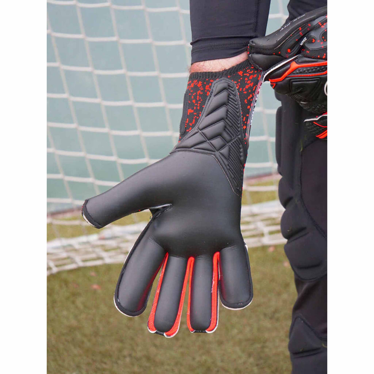 RG Goalkeeper gloves Zima gants de gardien de but de soccer - Noir / Rouge