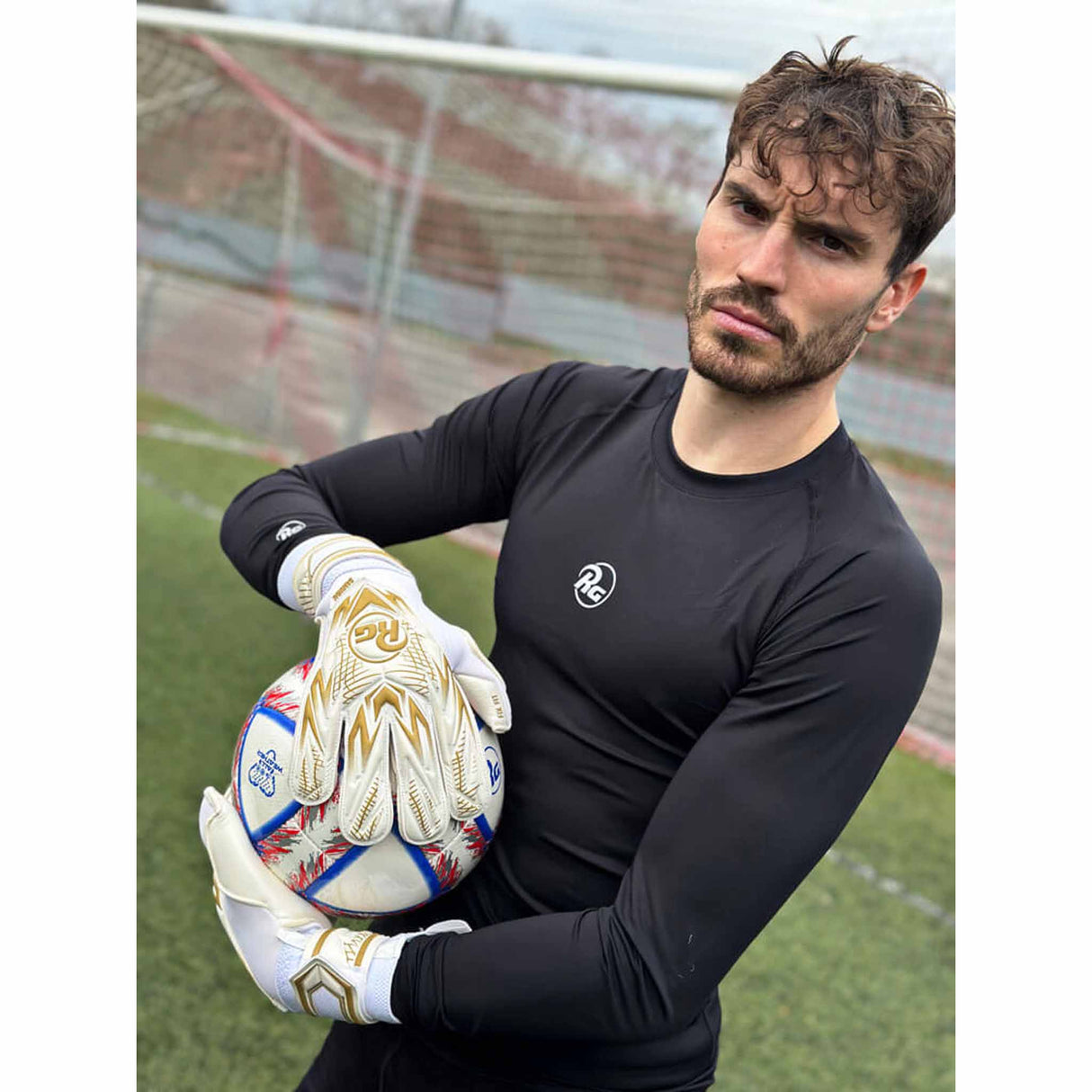 RG Goalkeeper Gloves Samurai gants de gardien de but de soccer - Blanc / Or