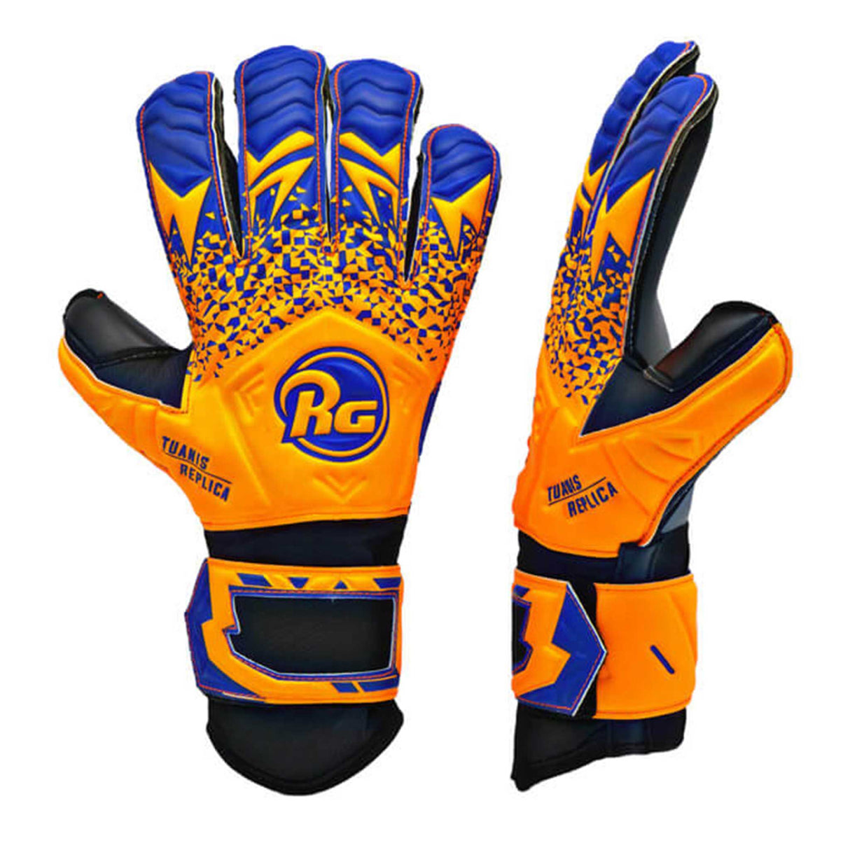 RG Goalkeeper gloves Tuanis Replica gants de gardien de but de soccer - Orange / Bleu