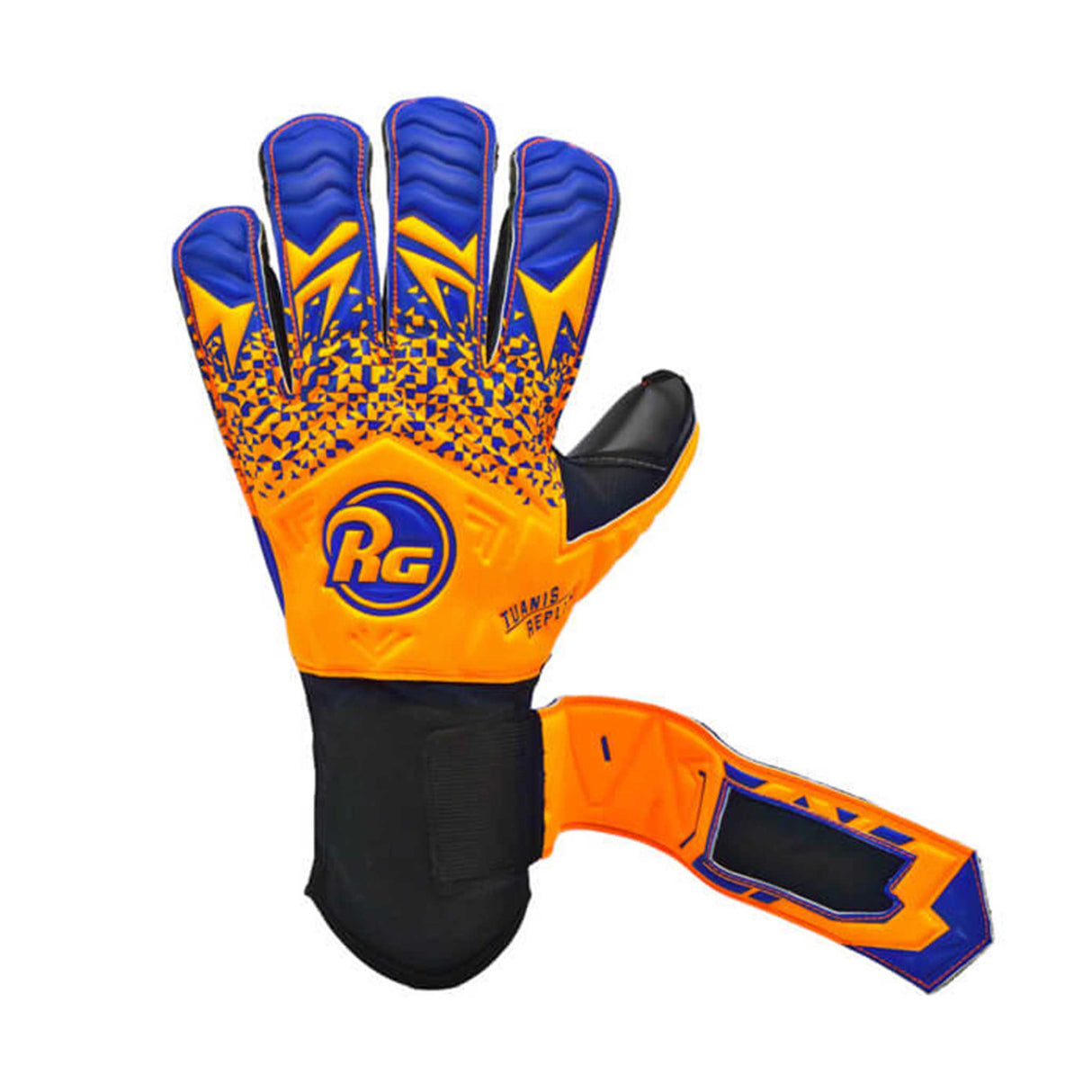 RG Goalkeeper gloves Tuanis Replica gants de gardien de but de soccer - Orange / Bleu