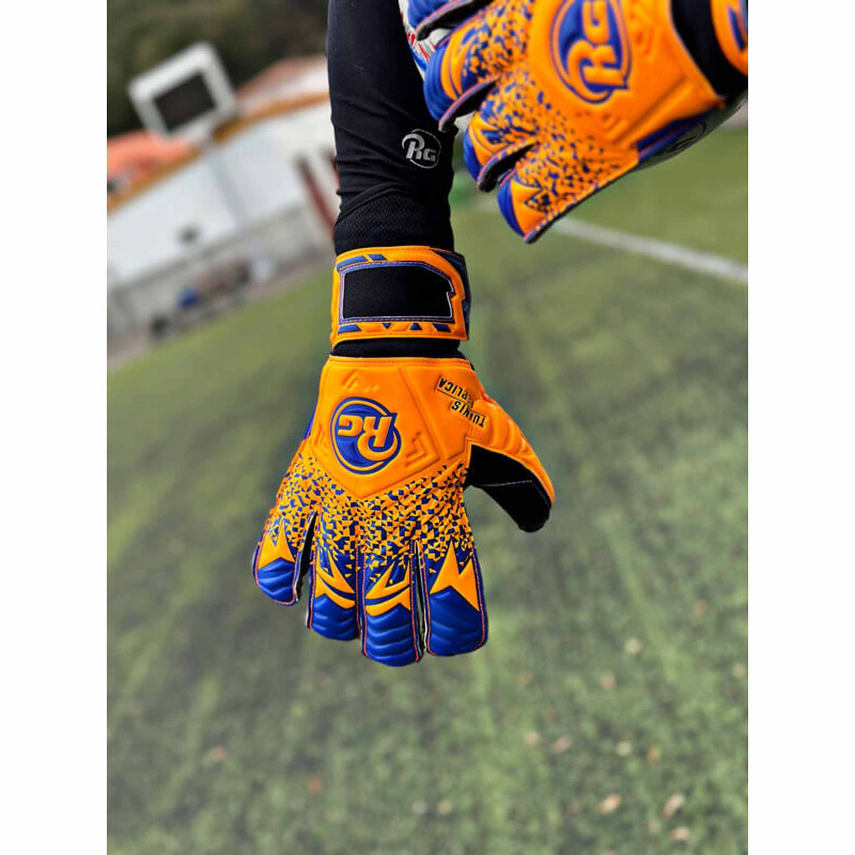 RG Goalkeeper gloves Tuanis Replica gants de gardien de but de soccer - Orange / Bleu