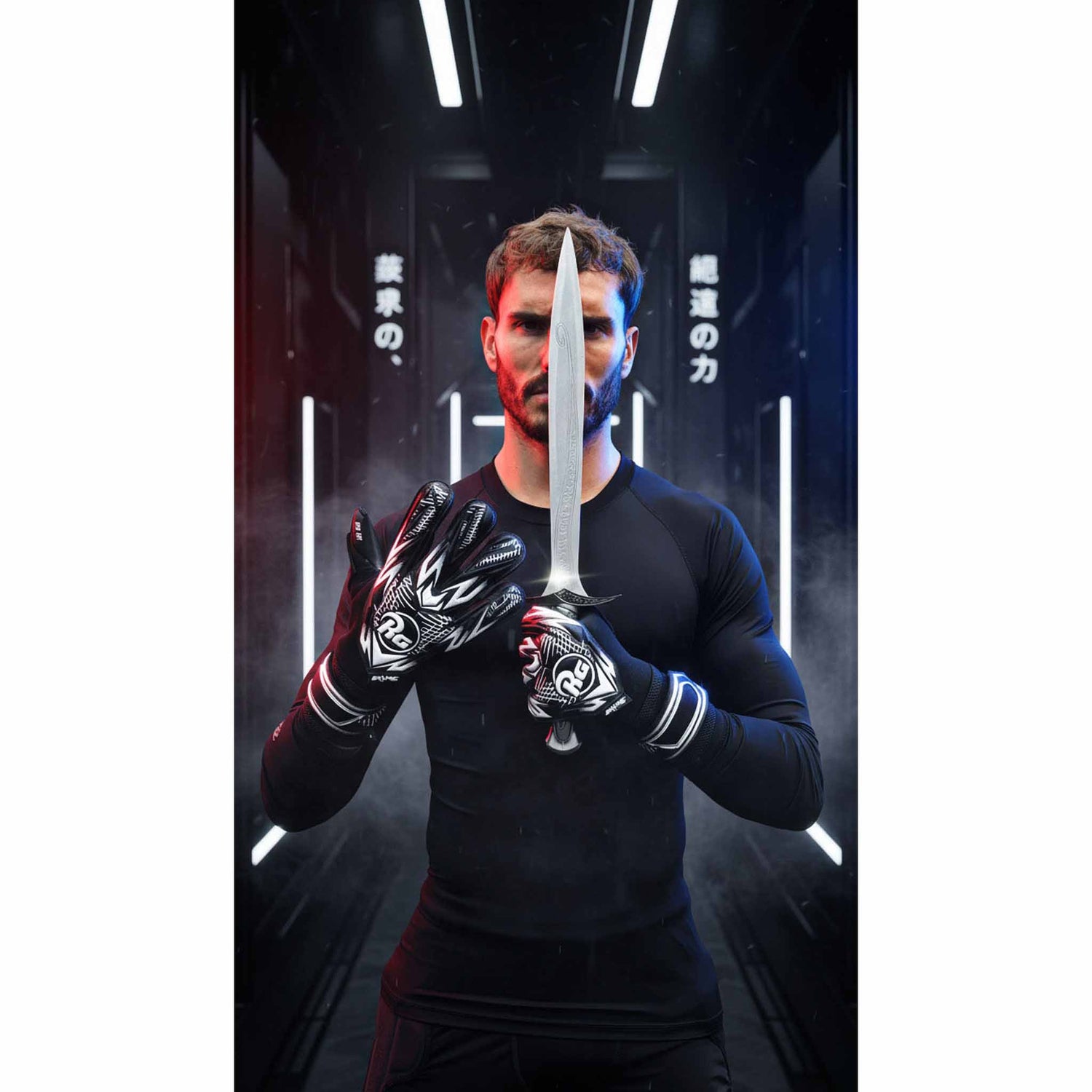 RG Goalkeeper gloves RG Goalkeeper Gloves Samurai Blackout CHR gants de gardien de but de soccer