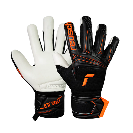 Reusch Attrakt Advance Finger Support gants de gardien de but - Black / Shocking Orange