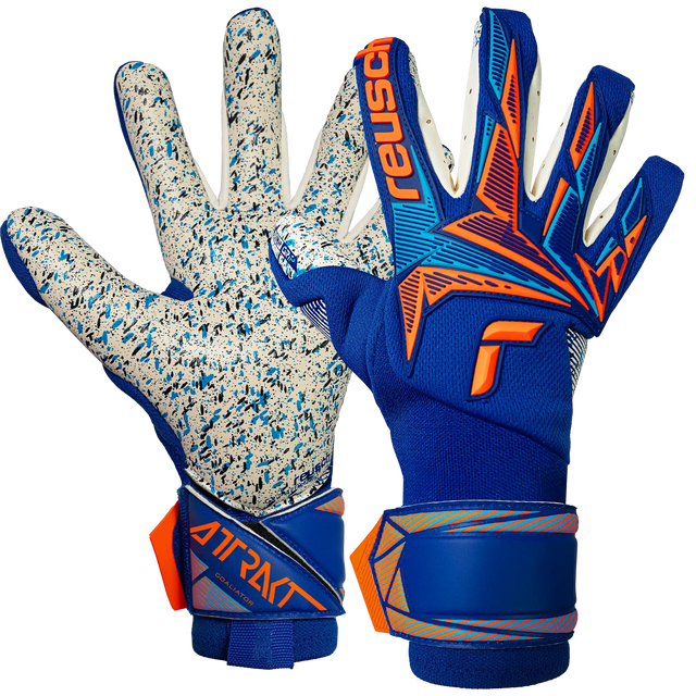 Reusch Attrakt Freegel Fusion Goaliator gants de gardien de soccer - Sharp Blue / Shocking Orange