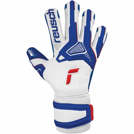 Reusch Attrakt Freegel Gold Sleek Finger Support gants de gardien de soccer - Blanc / Bleu