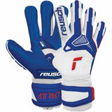 Reusch Attrakt Freegel Gold Sleek Finger Support gants de gardien de soccer - Blanc / Bleu