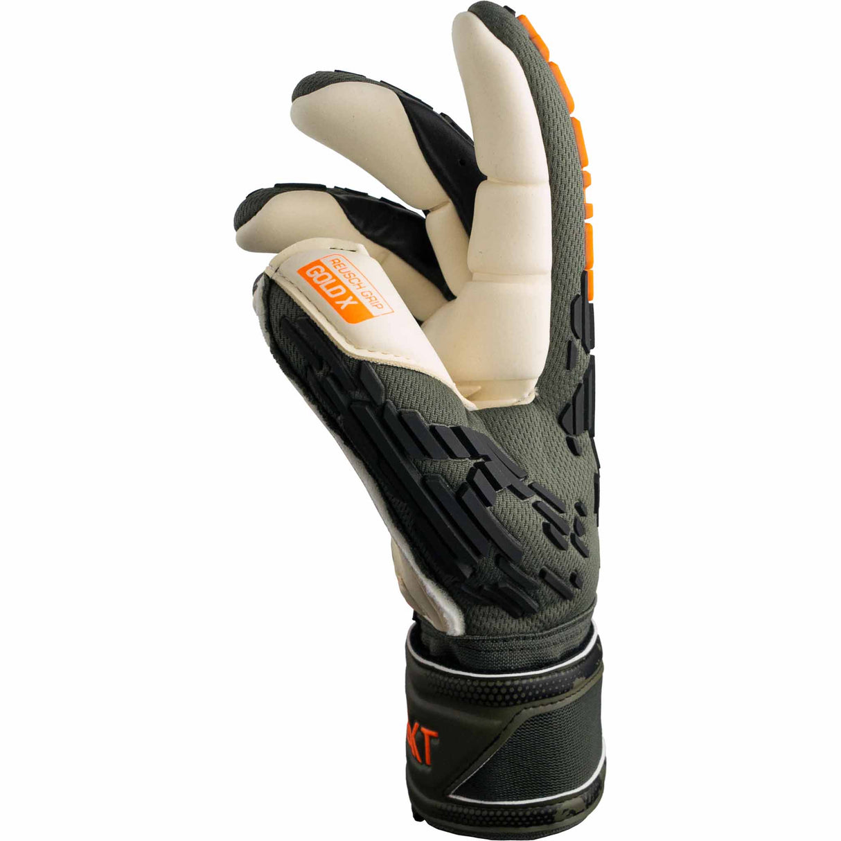 Reusch Attrakt Freegel Gold X Finger Support gants de gardien de soccer - Desert Green / Shocking Orange