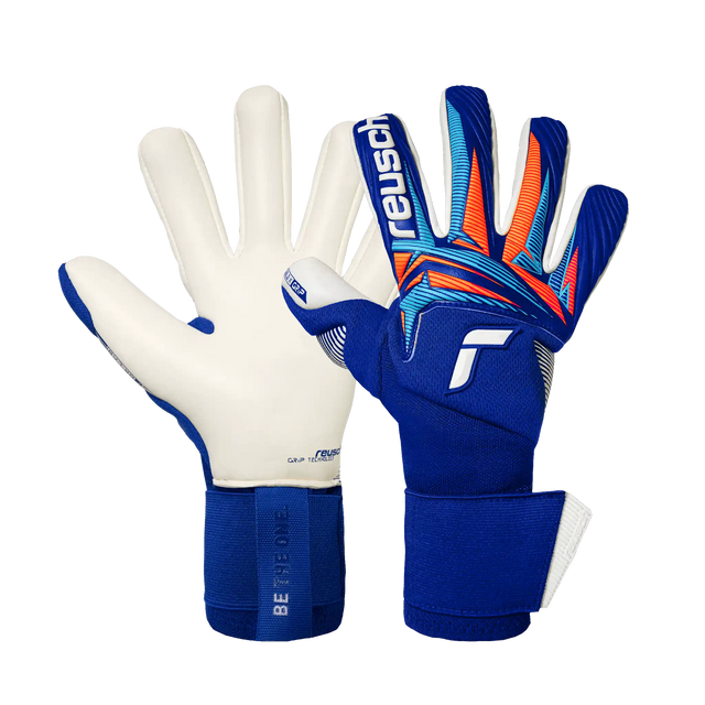 Reusch Attrakt Gold X NC Gravity gants de gardien de soccer - Sharp Blue / White / Shocking Orange