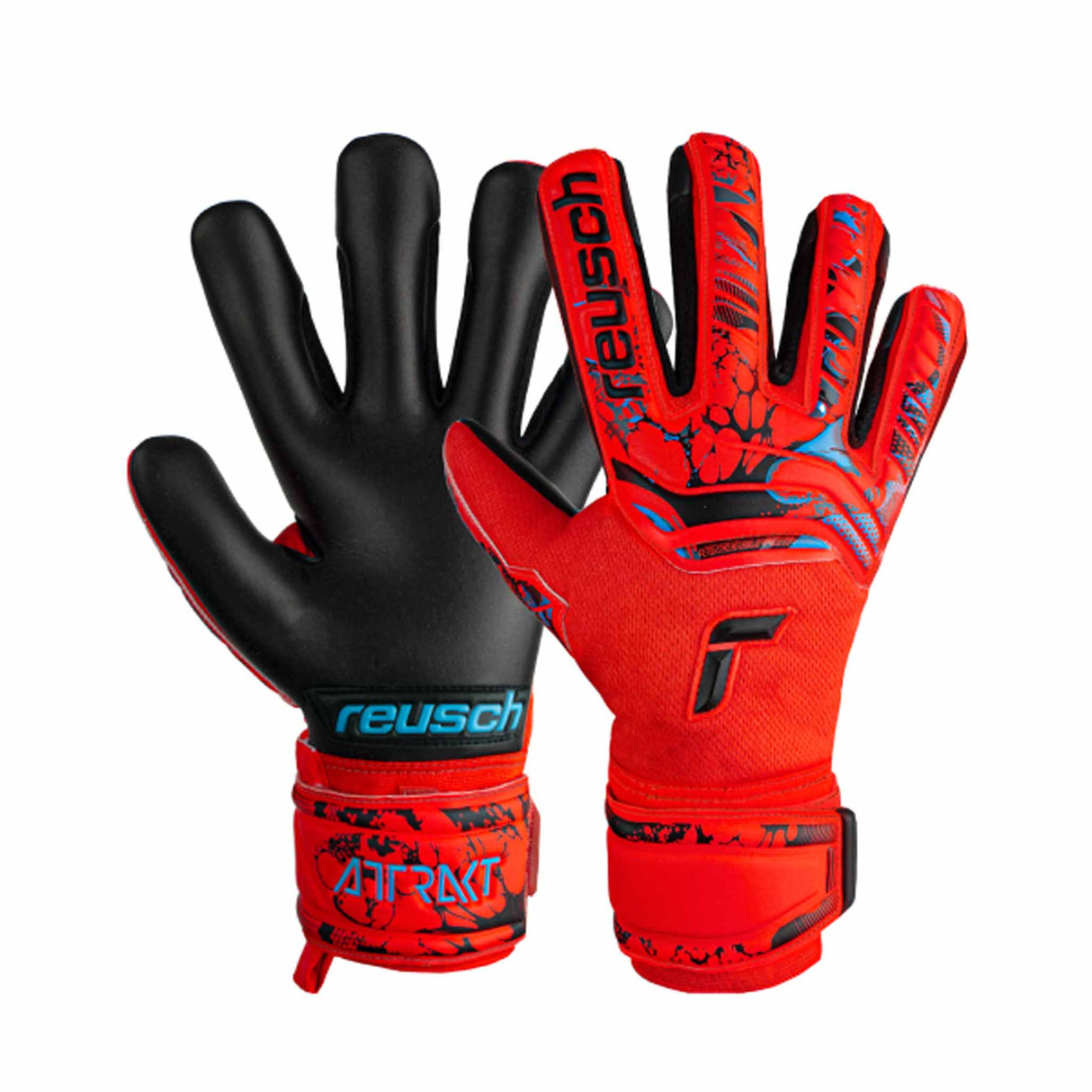 Reusch Attrakt Grip Evolution Finger Support junior gants de gardien de soccer - Rouge / Bleu / Noir