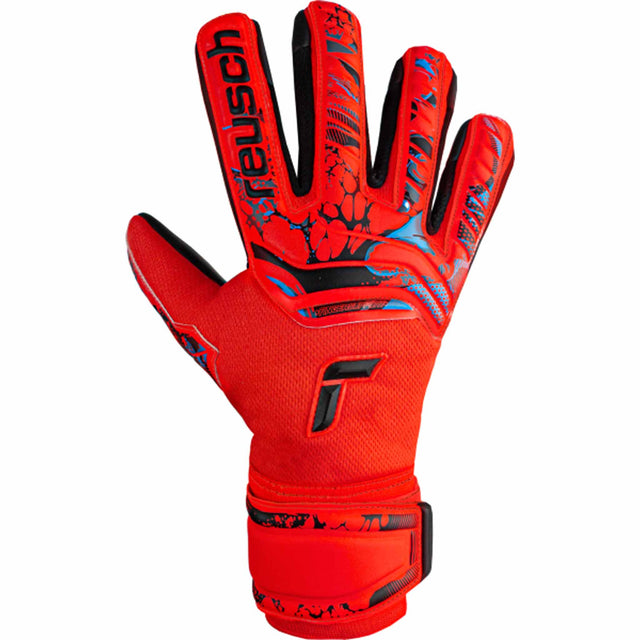 Reusch Attrakt Grip Evolution Finger Support junior gants de gardien de soccer - Rouge / Bleu / Noir