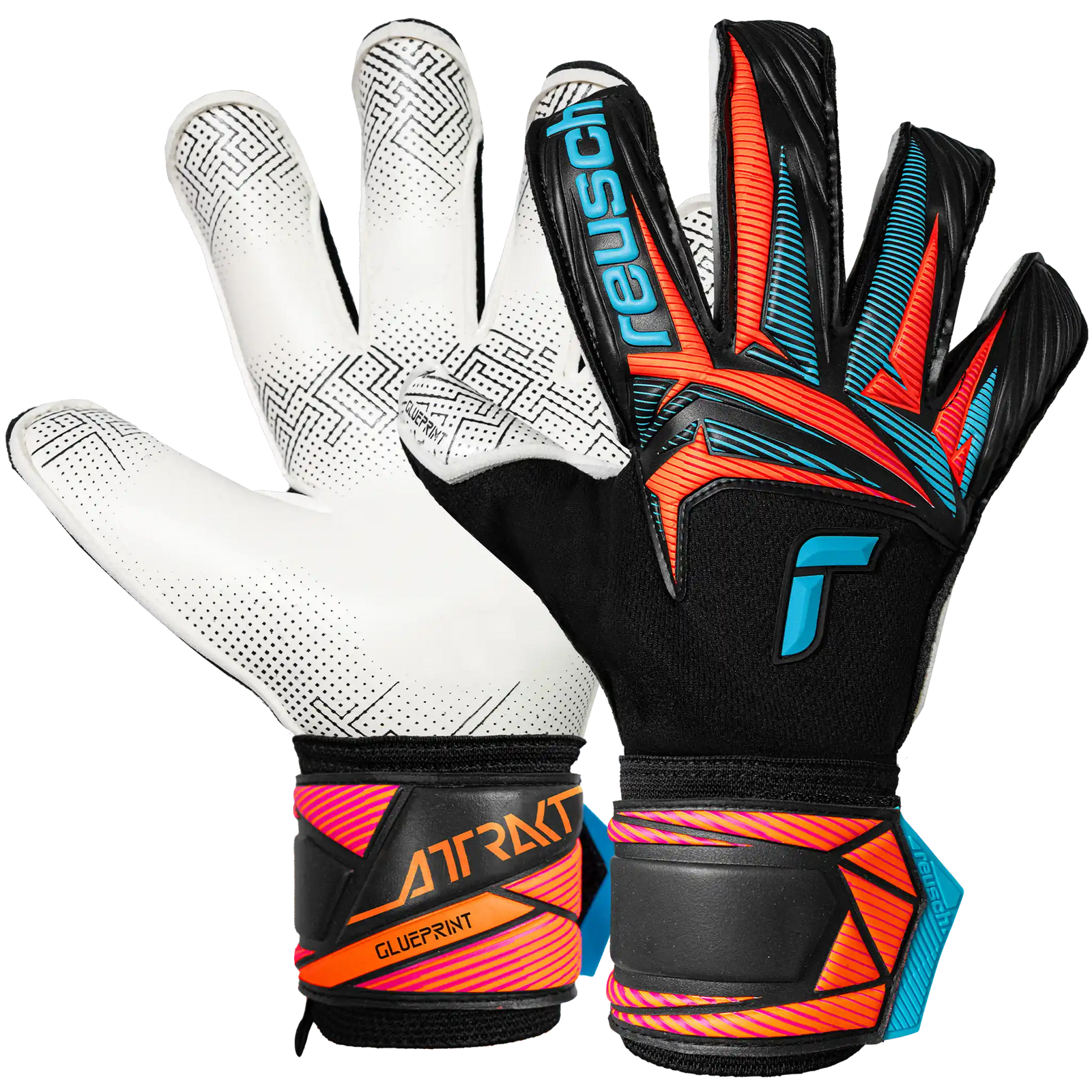Reusch Attrakt Advance Evolution Glueprint gants de gardien - Black / Aqua Blue / Shocking Orange