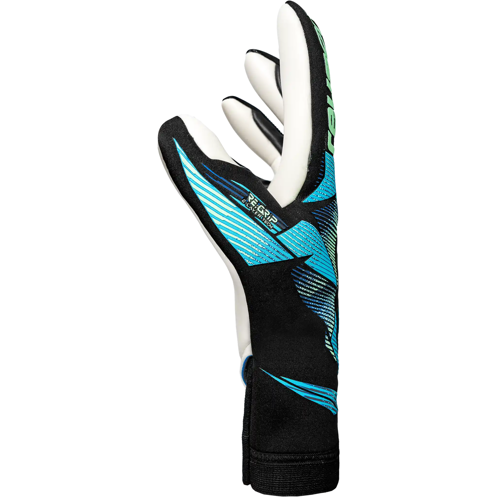 Reusch Attrakt RE:GRIP Strapless gants de gardien de soccer - Black / Ocean Light