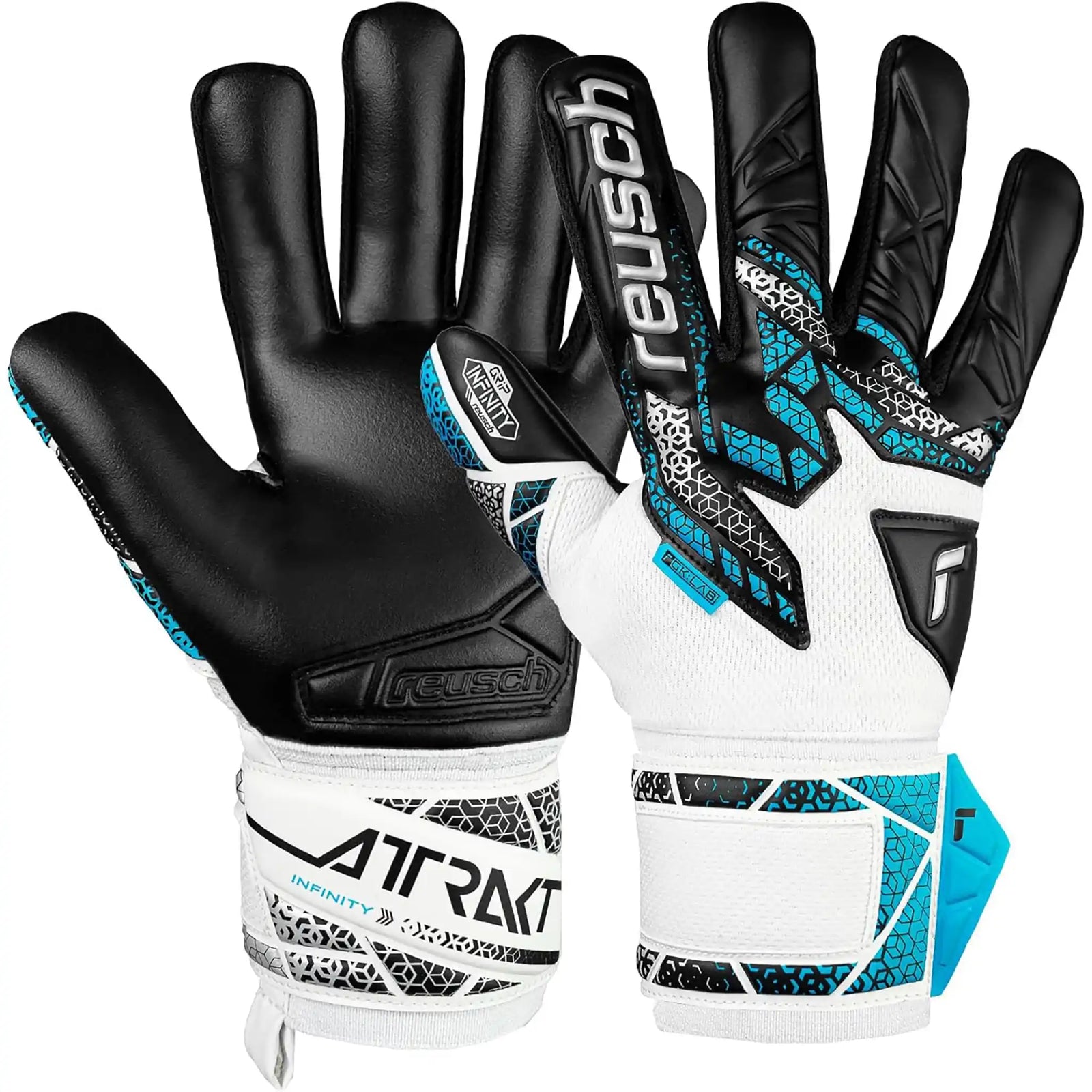 Reusch Attrakt Silver NC Finger Support gants de gardien de soccer - White / Silver / Black