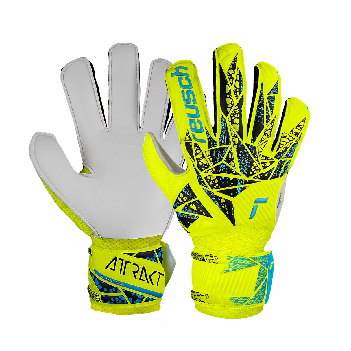 Reusch Attrakt Solid junior gants de gardien de soccer - Jaune / Bleu