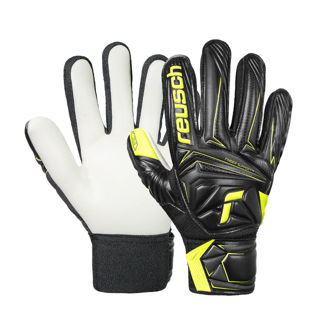 Reusch Attrakt Starter Solid Finger Support gants de gardien junior - Black / Safety Yellow