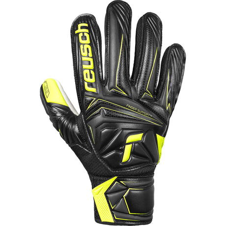 Reusch Attrakt Starter Solid Finger Support gants de gardien junior - Black / Safety Yellow