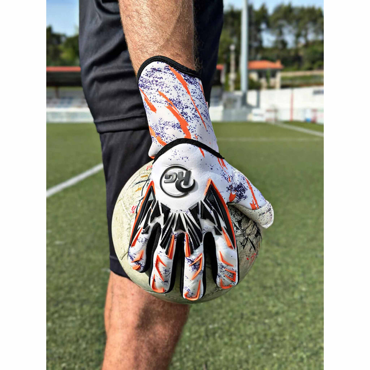 RG Goalkeeper gloves Snaga FS Gants de gardien de but de soccer - Blanc / Orange