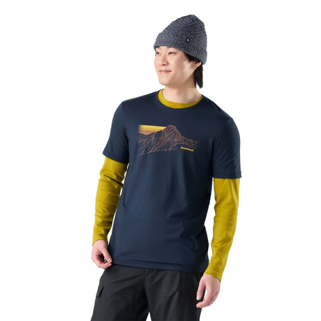 Smartwool Alpine Trace graphic t-shirt for men - Deep Navy, front view