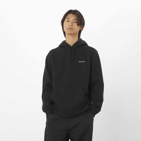 Salomon Chest Logo Hoodie for Men - Deep Black