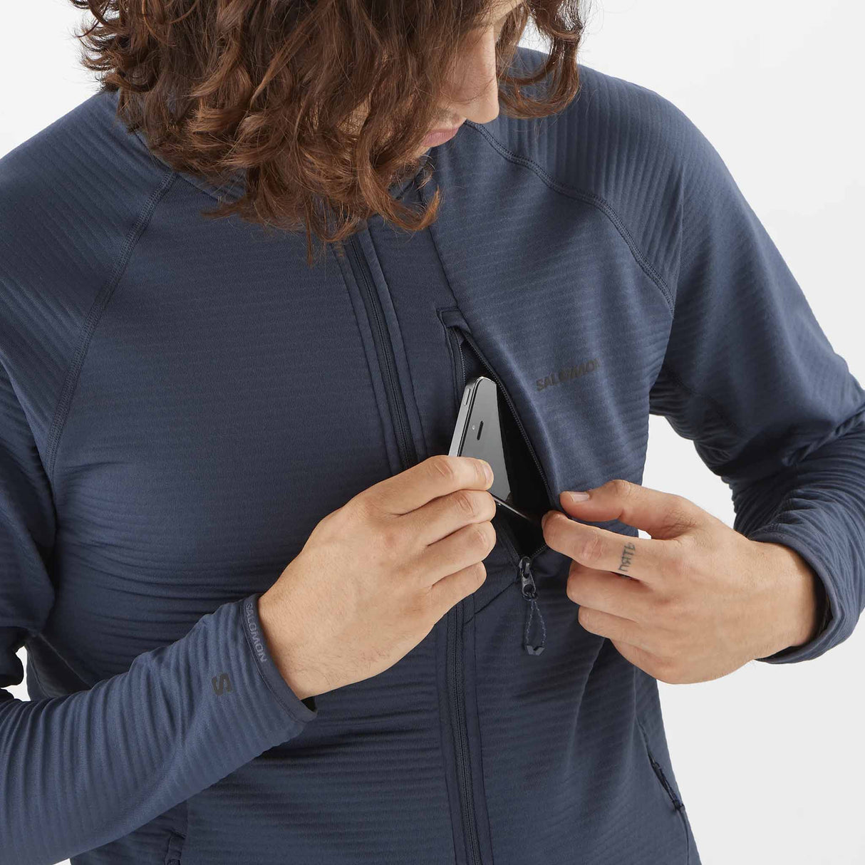 Salomon Essential Lightwarm Full Zip Midlayer for men - Blue Nights