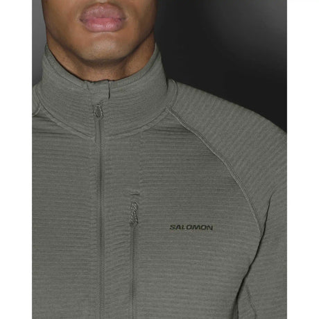 Salomon Essential Lightwarm Full Zip Midlayer chandail de course pour homme - Castor Gray