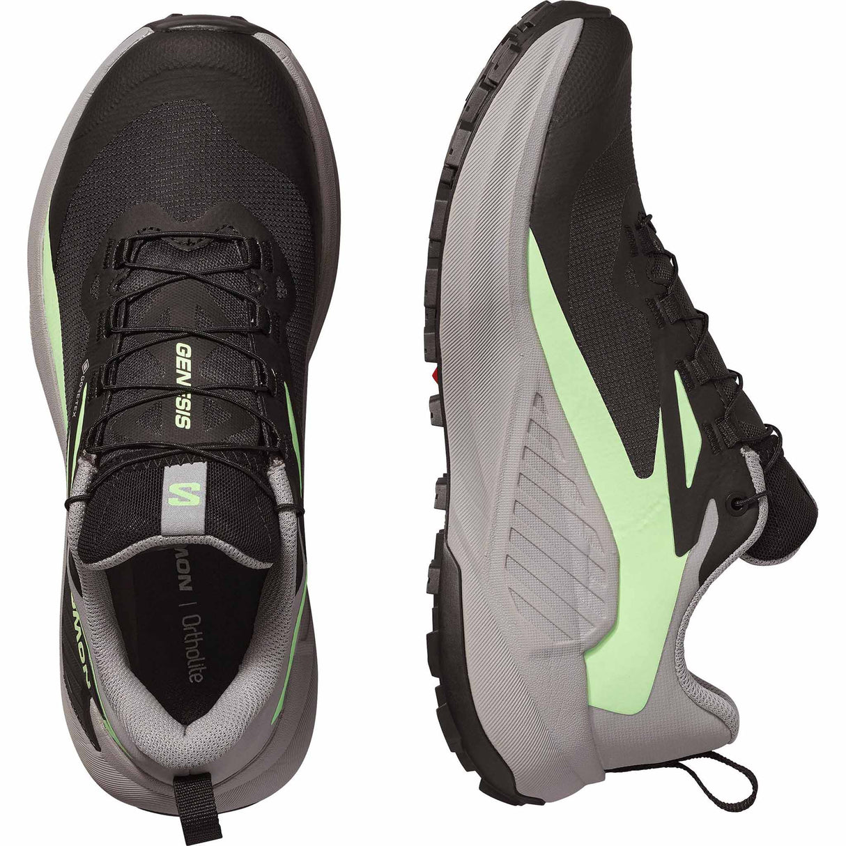 Salomon Genesis GTX Women's Trail Running Shoes - Black / Gull / Patina Green