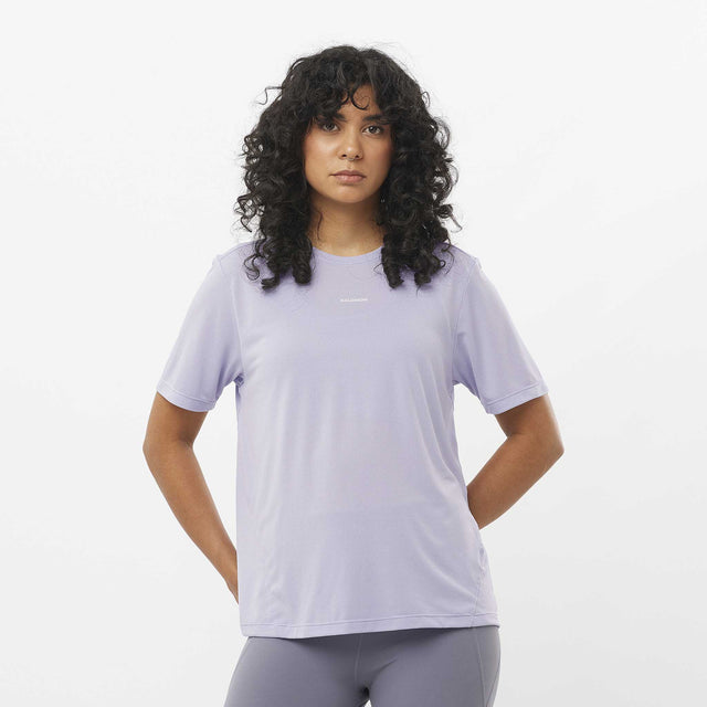 Salomon SHAKEout Core T-shirt de course à pied pour femme face - Cosmic Sky