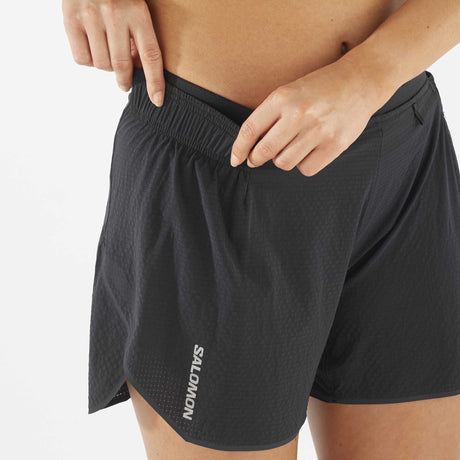 Salomon Sense Aero short de course à pied 5 po pour femme taille élastique - Deep Black / Periscope