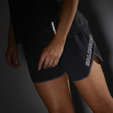 Salomon Sense Aero short de course à pied 5 po pour femme logo réfléchissant - Deep Black / Periscope