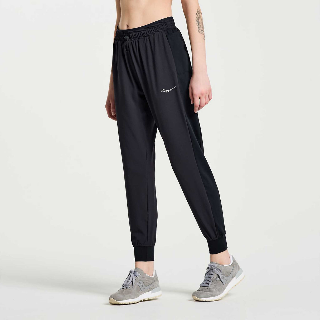 Saucony Boston Woven Pant pantalon de course à pied femme lateral gauche- noir